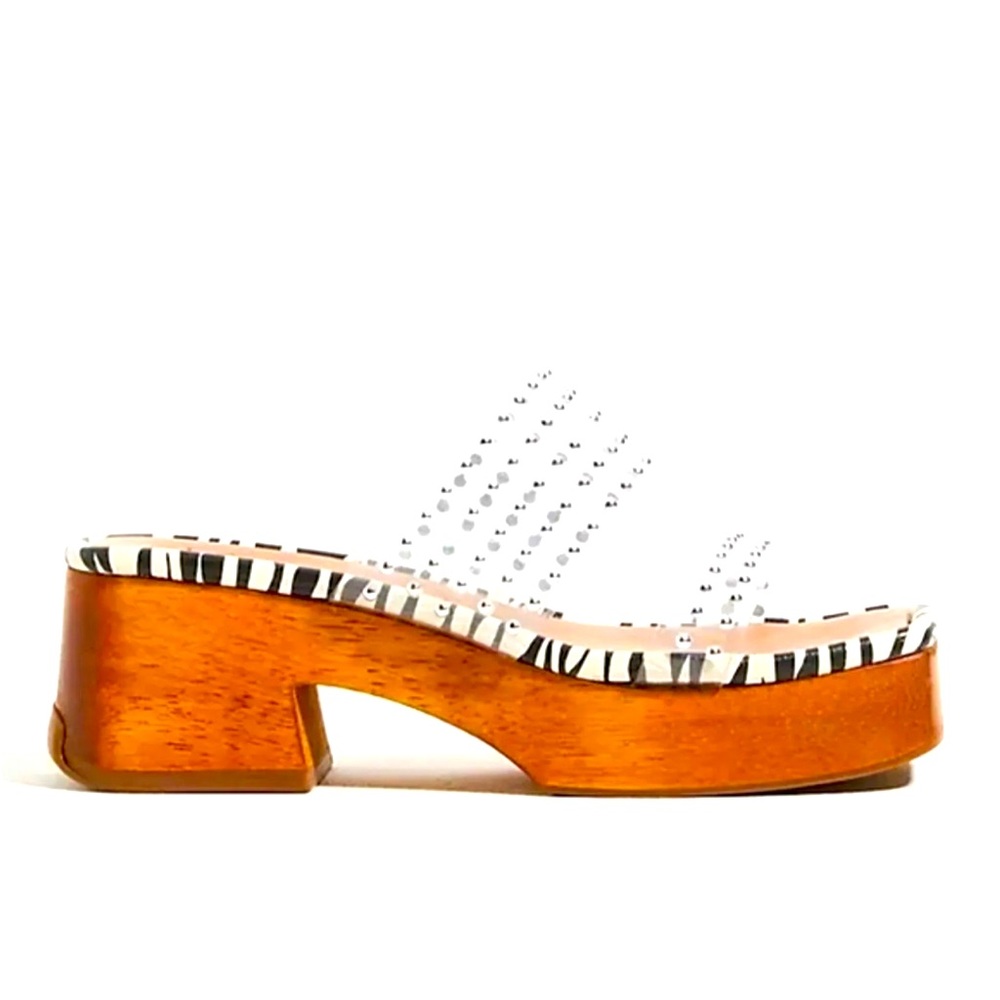 Anthropologie Vicenza Zebra-Print Mule Clog Sandals   Sz 39/8.5